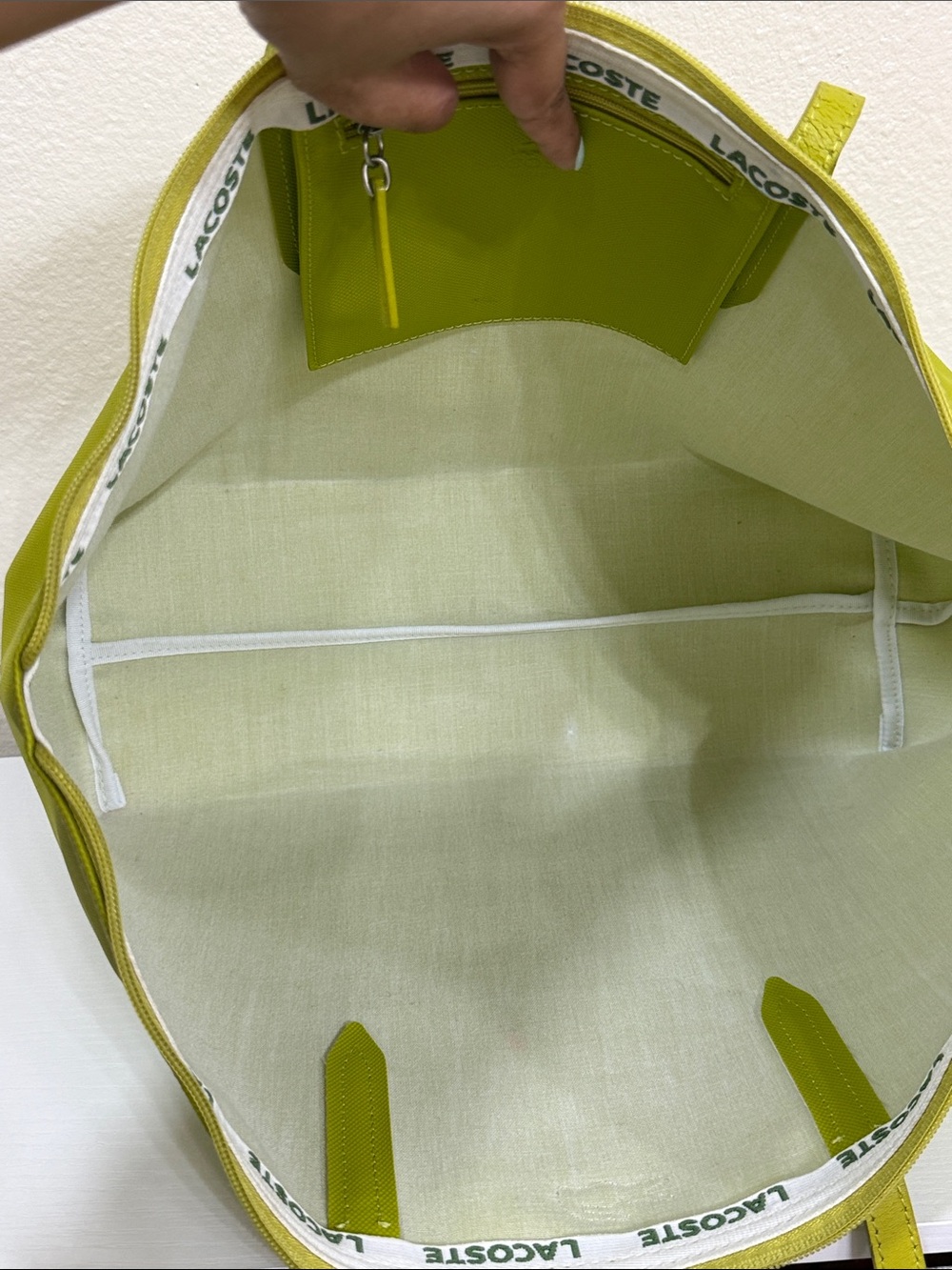Lacoste Lime Green Tote Bag - Picture 3 of 10